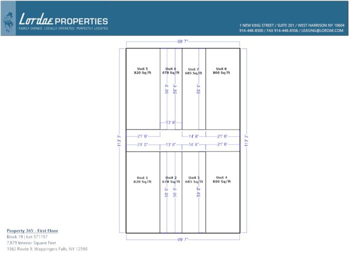 Floorplan showing all individual units on 1st Floor