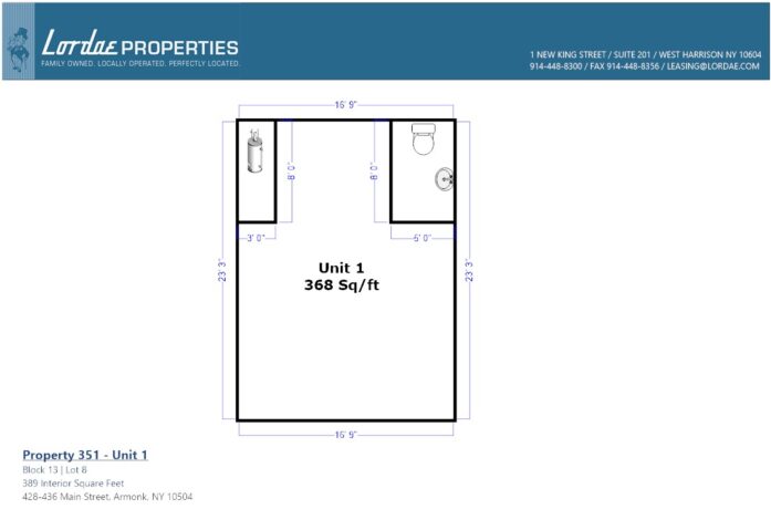 Floorplan for unit Unit 351-001