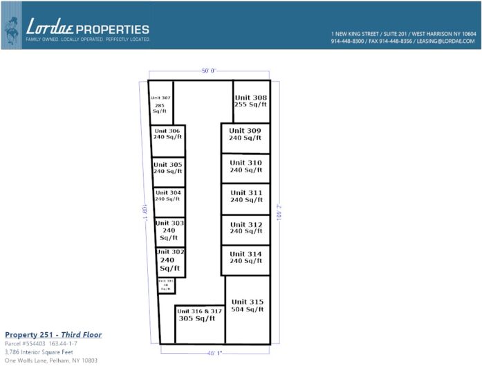 Floorplan showing all individual units on 3rd Floor