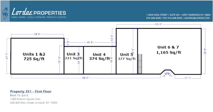 Floorplan showing all individual units on 1st Floor